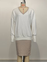 Fashion V-Neck Top and High Waist Knee Length Skirt Set