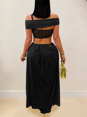 Sexy Strapless See-Through Ruched Mesh Maxi Dress