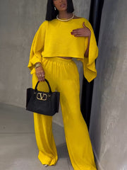 Sexy Off Shoulder Crop Top Long Pants Casual Set