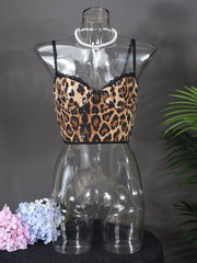 Sexy Leopard Print Sequin Crop Straps Top