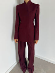 Simple Style Pocket Patchwork Palazzo Trousers Set