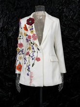 Fashion Embroidered Applique Slim Blazer