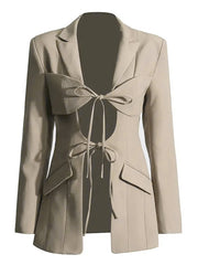 Fashion Front Hollow Out Lace-up Design Blazer