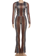 Casual Print Long Sleeve Tight Two Piece Set