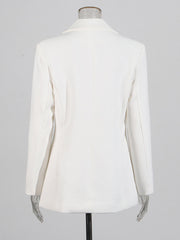 Rhinestone Flower Design Slim Blazer