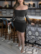 Sexy Rhinestones Off Shoulder Party Club Mini Dress