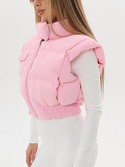 Fashion Zipper Sleeveless Puffer Jacket