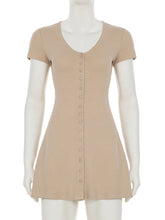 Casual Button Up Knitted Mini Dress