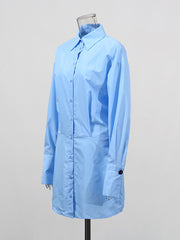 Casual Loose Spliced Button Lapel Shirt Dress