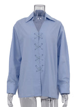 Casual Cross Lace-up Loose Shirt