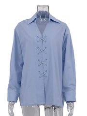 Casual Cross Lace-up Loose Shirt