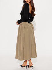 Elegant High Waist Patchwork Maxi Dress