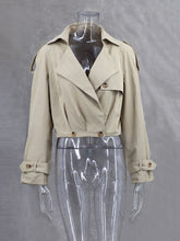 Suit Collar Double Breasted Cropped Jacket