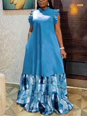 Fashion Leopard Print Patchwork Loose Maxi Dress