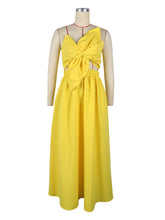 One Shoulder Flower Petal Cut Out Backless Midi Dress