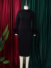 Elegant Floral-Sleeve Bodycon Dress