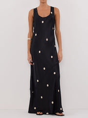 Sleeveless Polka Dot Print Vest Maxi Dress