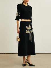 Boutique Rhinestone Decor Jacket and Skirt Sets