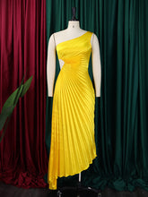 One-shoulder Hollow out Irregularity Pleat Dress
