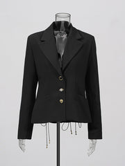 Fashion Solid Back Bandage Slim Blazer