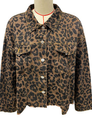 Leopard print long sleeve short loose jacket