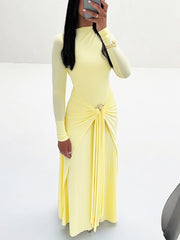 Elegant Bandage Ruched Bodycon Maxi Dress