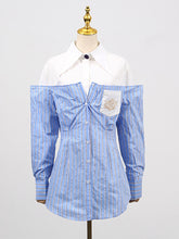 Fashion Patchwork Striped Print Office Shirt