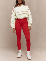 Casual Zipper Sweatshirt Tight Pant Sport Two Piece Set