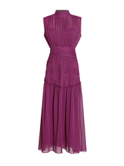 Vintage Chiffon Swing Sleeveless Midi Dress