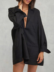 Sexy Deep V Oversized Shirt Dress