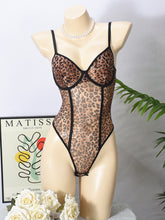 Sexy Leopard Print Sheer Mesh Bodysuit