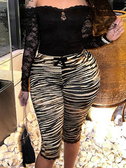 Fashion Lace Patchwork Trim Capri Legging