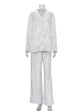 Casual Sleepwear Long Sleeved Long Pants Two-Piece Set