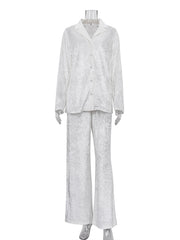 Casual Sleepwear Long Sleeved Long Pants Two-Piece Set