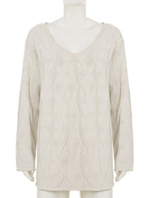 Fashion V Neck Loose Chunky Cable Knit Sweater