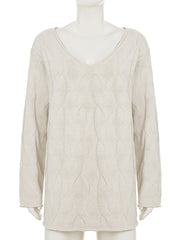 Fashion V Neck Loose Chunky Cable Knit Sweater