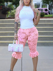 Sexy Lace See Through Casual Pants