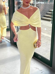 Sexy Off Shoulder Cutout out Cropped Slim Hip Dress