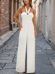Sexy Halter Hollow Out Straight Jumpsuit