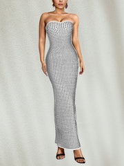 Fashion Rhinestone Slim Fit Party Club Strapless Dress