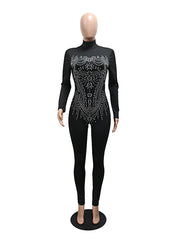 Sexy Rhinestones Nightclub Skinny Jumpsuits