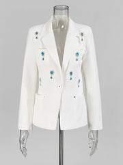 Fashion Simple Rhinestone Slim Blazer