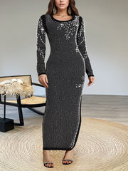 Elegant O Neck Rhinestone Bodycon Party Club Dress
