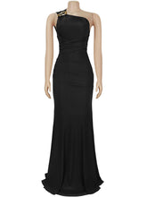 Elegant One Shoulder Backless Lace-Up Mermaid Dress
