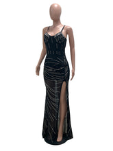 Sexy See-Through Mesh Rhinestone Evening Gown Dress