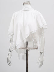 Solid Spliced Ruffles Irregular Loose Blouses