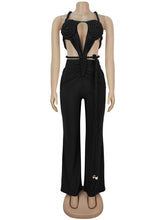 Sexy Hollow Out Knot Ruched Backless Strap Jumpsuit