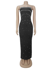 Elegant Sexy Backless High-End Rhinestone Maxi Dress