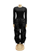 Casual Bodysuit And Ruffle Wide Leg Pants Two Piece Set