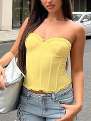 Sexy Back Lace Up Corset Wrap Chest Tops